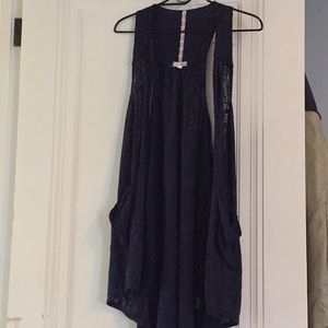 Navy blue Lace open front vest